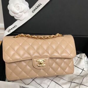 🥂Chanel Small Beige Clair Caviar Classic Flap With GHW🥂